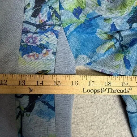 Soft Surroundings Tea Gardens Topper Bird Floral Draping Waterfall Cardigan PXS - Picture 5 of 7